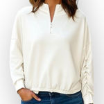 Culture Code Cream 1/4 Zip Pullover Sweater Size Large Cozy Neutral Lightweight Tan Photo 0