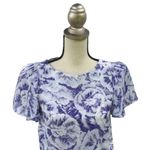 New Raves Vintage Size 3/4 Blue Floral Maxi Long Dress Periwinkle Flowy Chic Photo 14