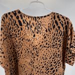 Entro Black Tan Leopard cheetah Print Blouse m short sleeve casual oversized Photo 2