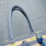 Market Floral Print Canvas Tote Bag Blue Photo 2