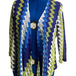 RUBY RD.‎ Women’s Asymmetrical Shrug Cardigan Size Small Green Blue and White Photo 0
