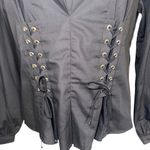 GUEST EDITOR Jet Black Corset Style Long Sleeve Blouse EUC Size Small Photo 2