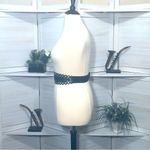 Hot Topic NWT gothic goth studded basket weave black wide vegan leather belt M L Photo 5