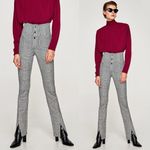 ZARA Woman High-Waist Glen Plaid Straight-Leg Trousers Photo 1