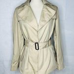 Massimo Dutti Sz S Mid-Length Equestrian Open-Front Tan Belted Trench Coat Photo 0