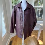 Vintage 70s 80s Salon Studio Burgundy Oxblood Leather Chore Coat Jacket Sz XL Red Photo 4