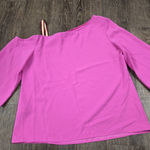 Trina Turk  Superior Top PINK One Shoulder 3/4 Sleeve Blouse Shirt Large Photo 0