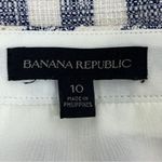 Banana Republic  Striped Tweed Midi Skirt Fringe Trim Pencil Blue White Size 10 Photo 10