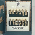 House of Harlow 1960 Set of 6 Gold Tone Hoop Stud Earrings Lead Safe Nickel Free Photo 2