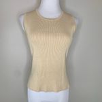 Tan Ribbed Sweater Set Shell and Zip Front Cardigan Sz Small Photo 1