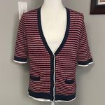Brooks Brothers  Cardigan nautical elbow length ribbed red white blue XL womens Photo 0