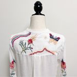 Johnny Was Workshop White Embroidered Jordan Voyager Button Up Woven Tunic Small Photo 7