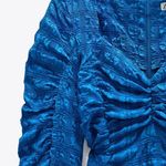 ZARA Blue Textured Midi Ruched Dress Photo 6