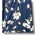 B My Story Blue Floral Hummingbird Ultra High Waist Wide Leg Parachute Pants Size L Photo 3