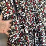 Lands' End Women's Size 20 Shirt Dress 3/4 Sleeve Fit N Flare Floral Blue Red Photo 4