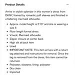 DKNY NWT  V-Neck Puff Short Sleeve Mixed Media Long Dress Navy Size 12 Photo 2