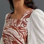 Anthropologie LOVE THE LABEL LOVE THE LABEL SMOCKED EYELET PUFF SLEEVE BLOUSE Photo 2