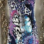 Joyous & Free Beaded Boho Tunic Tank Top M – Vibrant & Flowy 90 Lisa Frank Vibes Blue Size M Photo 0