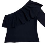 Milly  Women’s Large Black One Shoulder Ruffle Top Photo 2