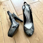 BCBGirls  Peep Toe Silver Metallic Pumps Photo 0