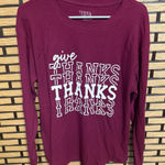 Time And Tru‎ Purple Give Thanks Thermal Long Sleeve Tee Size Large Photo 0