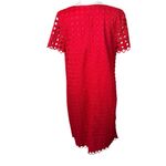 Talbots Red Eyelet Circle Lace Short Sleeve Shift Dress Size 12 Party Holiday Photo 4