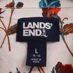 Lands' End Floral Ombre Shirt Dress Long Sleeve Button Preppy Coastal Size L Photo 1