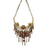 Boho Rhinestone Fringe Goldtone Necklace Photo 3