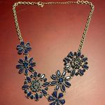 Bib Blue Floral Flowers Statement Necklace Art Deco Design Lobster Adjustable Photo 6