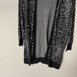 Lane Bryant Cardigan Women 22 Black Shimmer Geometric Print Yarn Mix Open Front Photo 3