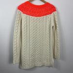 Boden Cream Cable Knit Tunic Sweater Neon Orange Yoke Neck Size UK10 US6 Photo 2