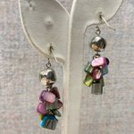 Boho Dangle Earrings Silver Tone Shell Beads Bell Sound Beach Vacation Coastal Photo 7