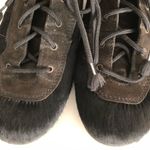 TECNICA Animal Hair Suede Sherpa Lined LaceUp Black Boots Made in Italy VINTAGE Size 8 Photo 2