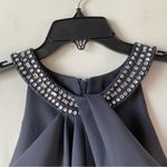 Alex Evenings  Compression Scuba Beaded Halter Sheath Dress Navy Blue‎ 10 Photo 5