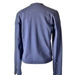 Gap ‎ Womens Quilted Moto Knit Jacket M Navy Faded Zip Cuffs Collarless Bikercore Photo 4