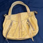 Fossil Mustard Yellow Double Strap Distressed Leather Satchel Purse Photo 0