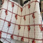 Forever 21 Zara White and Red Checkered Floral Top Photo 1