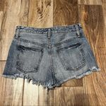 Free People  Rock Denim Uptown Camp Blue Mid Rise Cut Off Jean Shorts Photo 2