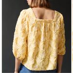 Anthropologie  Yvonne Butter Yellow Textured Button Down Puff Sleeve Top Small Photo 1
