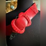 NOS red stretch hook snakeskin buckle belt, size medium Photo 1