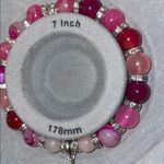 Pink Beaded Bracelet with Heart Charm Photo 2