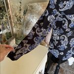 White House | Black Market WHBM black blue paisley Boho western semi sheer button down shirt 8 Photo 3