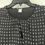 Old Navy  Defined Waist Dress Black White Print Long Balloon Sleeves Keyhole Sz M Photo 2