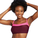 Kona Sol Burgundy Pink Colorblock Square Neck Bandeau Swim Top Size Medium NWT Photo 4