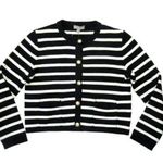 J.Crew NWT Emilie Sweater Lady Jacket in Black Ivory Stripe Knit Cardigan L Photo 0
