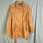 Bod Christensen 100% Leather Tan Caramel Moto Coat Belted Asymmetrical L Brown Size L Photo 5
