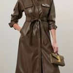 Marissa Webb Green Faux Leather belted Dress Size 6 Photo 0