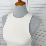 Pretty Little Thing  Ribbed Knit Racer Back Crop Tank Top Cream Medium Photo 4
