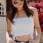 Forever 21 White Ruched Crop Top Photo 0