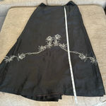 Ann Taylor pure black silk beaded maxi skirt size 8 with a train Photo 11